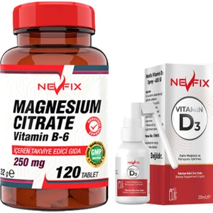 Magnesıum Cıtrate Vitamin B-6 120 Tablet &  Nevfix Vitamin D3 Sıvı Sprey