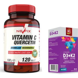 Vitamin C Quercetin Bromelain 120 Tablet & Ncs Vitamin D3 + K2 Damla 20 ml
