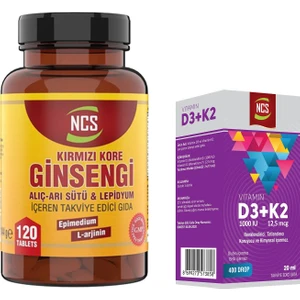 Kırmızı Kore Ginsengi 120 Tablet & Vitamin D3 + K2 Damla 20 ml