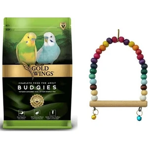 Gold Wings Premium Muhabbet Kuş Yemi 1 kg + Kuş Salıncağı