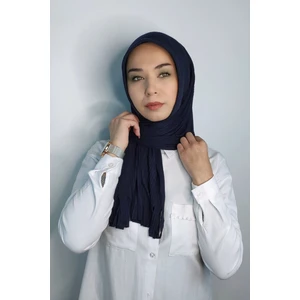 Moda Mevsimi  Pratik Piliseli Pamuk Hazır Şal Lacivert