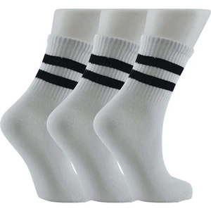 Siyah Halkalı Beyaz 3'lü Kolej Çorap