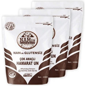 3'lü Paket Glutensiz Çok Amaçlı Hamarat Un Taş Değirmen Vegan 1 kg
