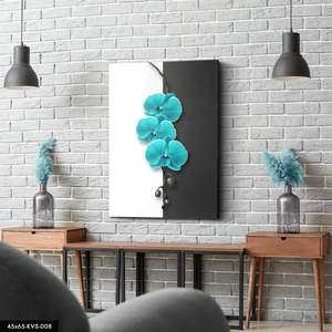 Evine Moda Turkuaz Çiçek Kanvas - Canvas Tablo