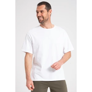 Oversize Erkek Tişört, Yüksek Kalite %100 Pamuk Göğüste Baskı Detaylı Beyaz Tshirt