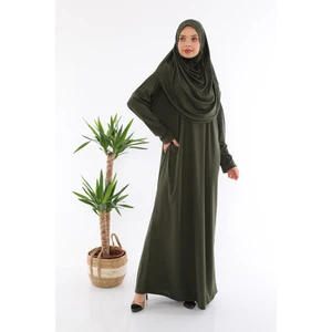 Kolay Giyilebilen Tek Parça Namaz Elbisesi Haki