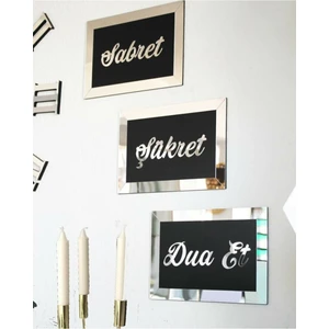 Duvar Dekoru Ahşap Pleksi Sabret Şükret Dua Et