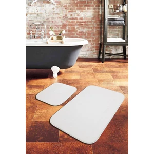 Post Peluş Banyo Paspas Takımı 2'li Jel Kaymaz Taban Klozet Takımı Beyaz 100X60 - 50X 60