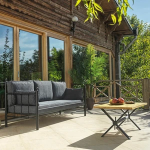 Lalas Dk Metal Sofa Sedir 70x200 Üçlü Koltuk Siyah