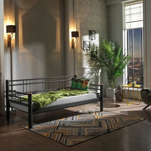 Kappis Daybed Tek Kişilik Sedir Divan Metal Karyola 90x200 Siyah