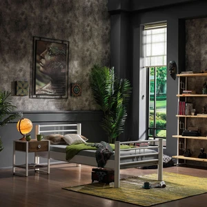Asos Tek Kişilik Ferforje Metal Karyola-Beyaz