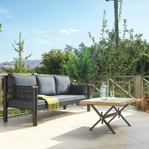 Kappis Dk Metal Sofa Sedir 70x200 Üçlü Koltuk Siyah
