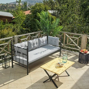 Lalas Metal Sofa Sedir Bahçe Koltuğu 90 x 200 cm