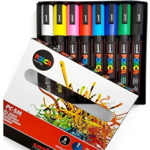 Posca Pc-5m 1.8-2.5 Mm. Su Bazlı Boyama Markörü Seti Ana Renkler 8 Renk