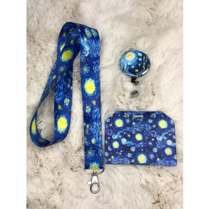 Van Gogh Yıldızlı Gece Boyun Askısı Yoyo ve Kartlık Set