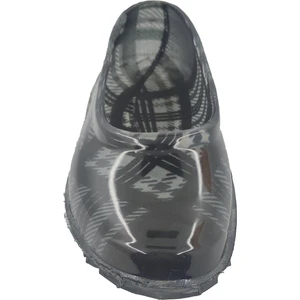 Kadın Gri Renkli Ekose Desenli Çiçekli Lastik Ayakkabı