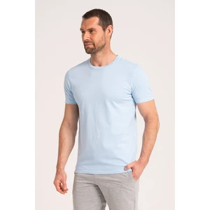 Yuvarlak Yaka Normal Fit Erkek Mavi Tişört, %100 Pamuk Basic Erkek Tshirt