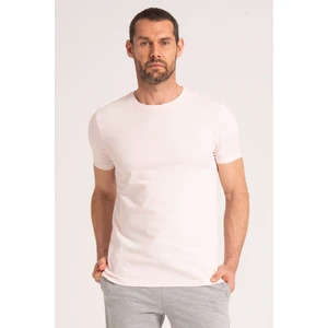 Yuvarlak Yaka Normal Fit Erkek Pembe Tişört, %100 Pamuk Basic Erkek Tshirt