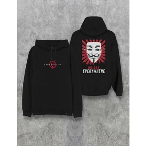 V For Vendetta Ön Arka Baskılı Kapşonlu Tasarım Hoodie