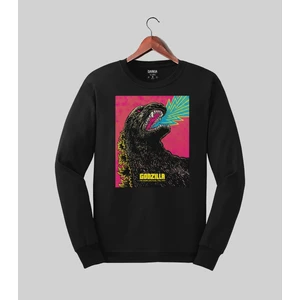 Godzilla Baskılı Özel Tasarım Siyah Sweatshirt