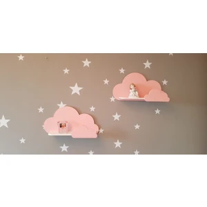 Hepsi Tedarik 40X23 cm Ebadında Dekoratif Amaçlı 2 Adet Pembe Bulut Raf Çocuk Odası Rafı