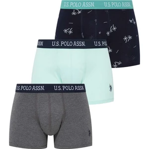 U.S. Polo Assn. Erkek Lacivert - Mint - Antrasit Melanj 3'lü Boxer 80446