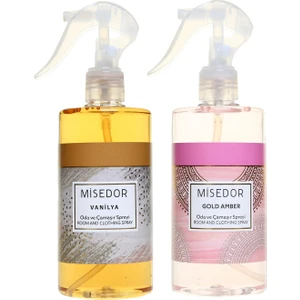 2 Li Set Gold Amber ve Vanilya Oda Kokusu ve Çamaşır Spreyi 330 ml