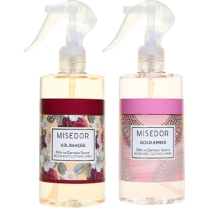2 Li Set Gold Amber ve Gül Bahçesi Oda Kokusu ve Çamaşır Spreyi 330 ml