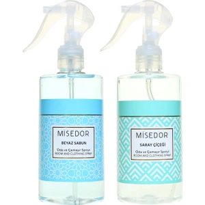 2 Li Set Beyaz Sabun ve Saray Çiçeği Oda Kokusu ve Çamaşır Spreyi 330 ml
