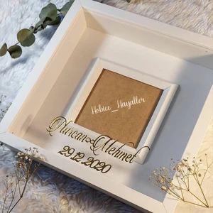 Verda Çerçeve 25 x 25 cm Beyaz Fotoğraf Bölümlü Verda Anı Çerçevesi İsimli Ledli ve Tarihli