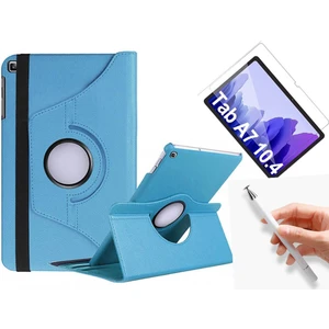 Nezih Case Samsung Galaxy Tab A7 T500 Uyumlu 360 Rotating Stand Deri Kılıf + Ekran Koruyucu + Dokunmatik Kalem