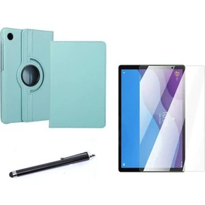 Nezih Case Lenovo M10 TB-X306F Gen.2 Uyumlu 360 Rotating Stand Deri Kılıf Seti