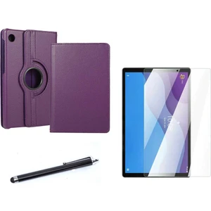 Nezih Case Lenovo M10 TB-X306F Gen.2 Uyumlu 360 Rotating Stand Deri Kılıf Seti