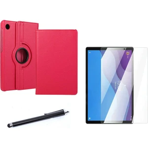 Nezih Case Lenovo M10 TB-X306F Gen.2 Uyumlu 360 Rotating Stand Deri Kılıf Seti