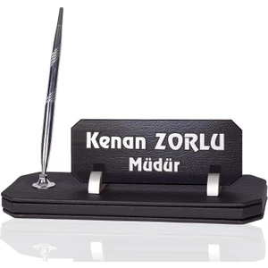 İsimlik Sepeti İsme Özel Cruze Deri Masa İsimliği Gümüş