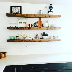 Karaköse Ahşap Çam Masif Ahşap 3"lü Kitaplık Dekoratif  Duvar Rafı Çiçeklik 100 cm x 19 cm x 4 cm  Kalınlık