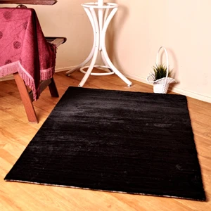 Rex Tavşanı Kısa Tüylü Post Peluş Halı Siyah