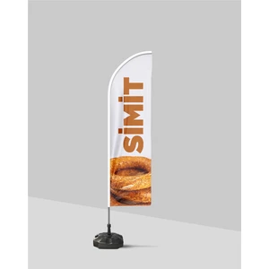 Trio Avm Simit Görsel Baskılı Yelken Bayrak + Direk + Duba - Set Halinde  - 75 x 200 cm