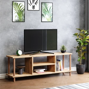 Tv Sehpası Raflı Tv Ünitesi Televizyon Sehpası Ahşap Ayaklı Çam