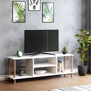 Tv Sehpası Raflı Tv Ünitesi Televizyon Sehpası Ahşap Ayaklı Beyaz