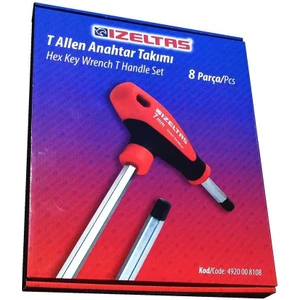 Izeltaş 8 Parça T Tipi Allen Anahtar Takımı