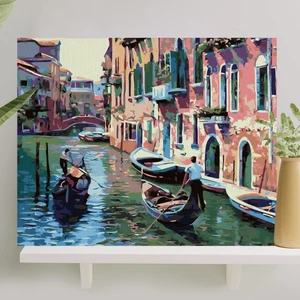 Palmiye Hobi Sanat Sayılarla Boyama Tuval Seti Fırça Boya Dahil (Çıtalı) 40x50 CM - Venedik