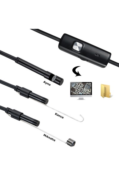 Skygo Endoskop 3 In 1 Yılan Kamera USB Micro USB Type-C 10M Sert Kablo
