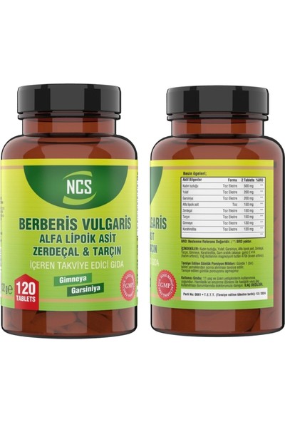 Ncs Berberis Vulgaris Alfa Lipoik Asit Tarçın Zerdeçal 120 Tablet & Vitamin D3 + K2 Damla 20 ml