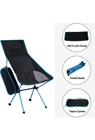 Funky Chaırs Ultralight High 1180 gr Katlanır Kamp Sandalyesi Mavi