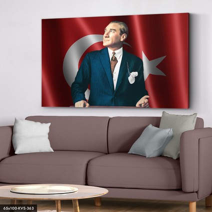 Türk Bayrağı Atatürk Kanvas - Canvas Tablo