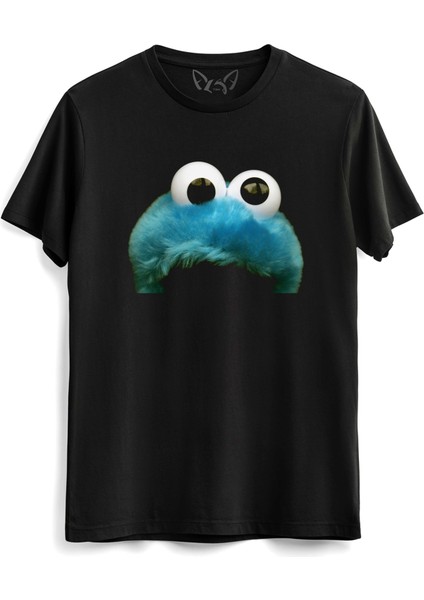 Susam Sokağı Resim Baskılı Siyah Tshirt