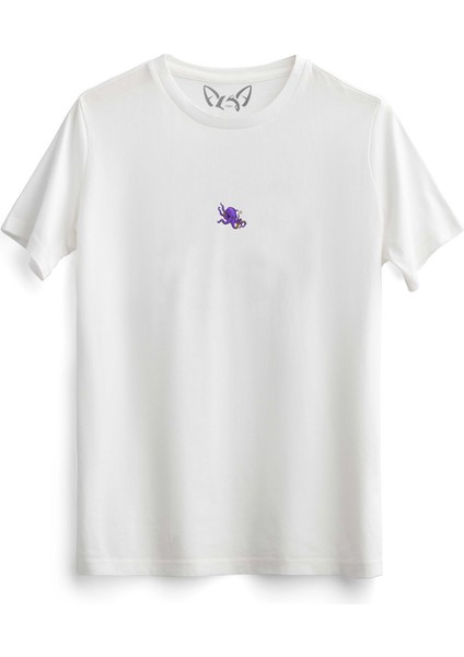Animal Ahtapot Dijital Baskılı Beyaz Tshirt