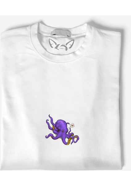 Animal Ahtapot Dijital Baskılı Beyaz Tshirt fiyatları