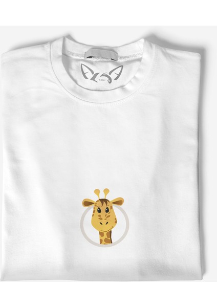 Animal Zürafa Resimli Baskılı Beyaz Tshirt fiyatları